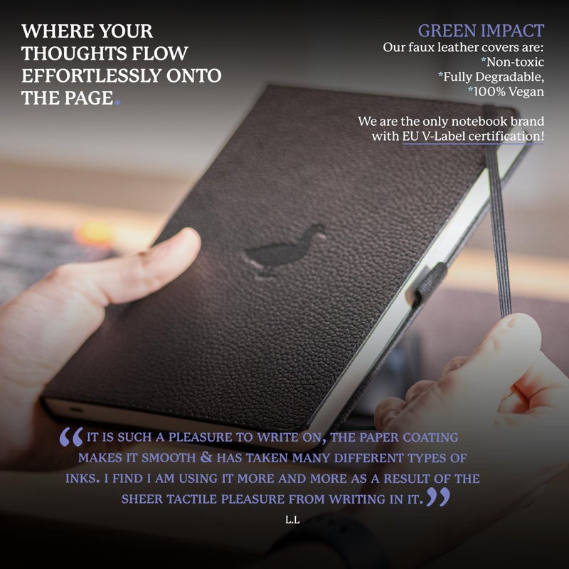 Dingbats* Notebooks Dingbats A5 Wildlife Notebook Journal Hardcover, Cream 100gsm Ink-Proof Paper, 6.1 x 8.5 inches, 192 pages (Black Duck, Dotted). - Image 4